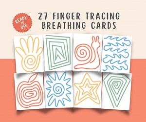27 Finger Tracing Breathing Cards for Kids Teens, Calm Down Corner Mindfulness Flashcards, Children Meditation Zen Zone Calming Techniques - Etsy