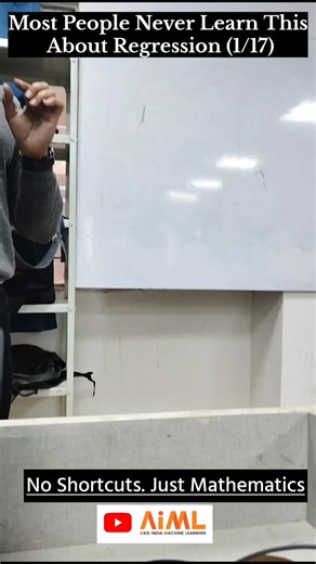 Axis India Machine Learning on Instagram: "Regression Is Not a Formula. It’s a Derivation. Most Machine Learning content today focuses on usage, which library to import, which function to call, which parameter to tune. Very little time is spent on origins. In this lecture, I go back to first principles and build Linear Regression and Binary Logistic Regression from scratch, starting with Maximum Likelihood Estimation. No shortcuts. No memorized loss functions. No “just trust the intuition”. You’