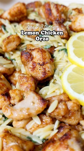 One Pan Lemon Chicken Orzo 🍋 A cozy 30-minute dinner with juicy diced chicken thighs, orzo, baby spinach, Parmesan, lemon juice, and lemon zest, all made in one skillet. ✅ Comment RECIPE follow and I’ll DM you the link. Perfect for busy weeknights, this lemon chicken orzo recipe is a one-pan comfort food dinner the whole family will love. If you’re looking for quick chicken thigh recipes with pasta, this skillet meal is an easy go-to. #onepanmeal #easychickenrecipe #30minutemeals #chickenthighs