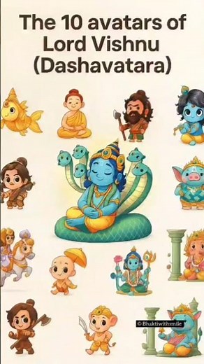 The 10 Avatars of Lord Vishnu (Dashavatara) Explained | Divine Art & Story @BhaktiWithSmiles