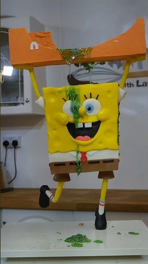 Exploding green slime SpongeBob CAKE!
