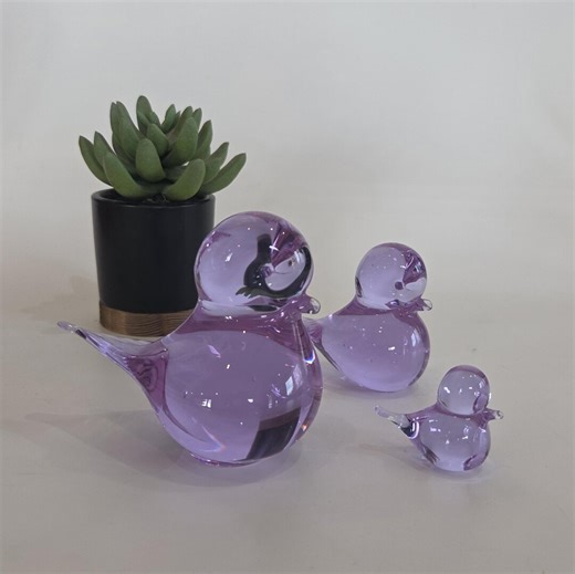 Vintage Swedish Glass Birds Eneryda Set of 3 Mama and Chick's Art Glass - Etsy