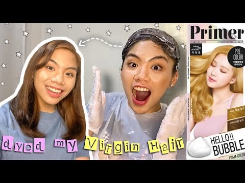 I DYED MY VIRGIN HAIR using Mise En Scène Hello Bubble Foam Color (Primer)