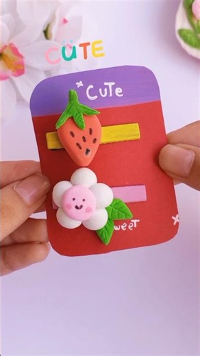 DIY Cute Clay Flower Hair Clip 🌸🎀 | Day 2 of 7 Days Clay Craft#claycraft #clayflower#shorts