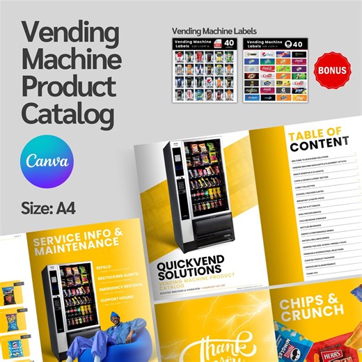 Editable Vending Machine Products Catalog, Vending Drinks Catalog, Vending Product List, Vending Snack Catalog, Free Vending Machine Labels - Etsy