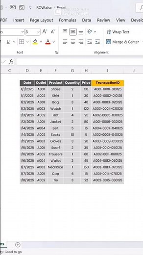 Smart Transaction IDs in Excel with ROW