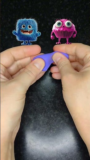 Little Fluffy Monster Vs. Alien Creature Cupcake Cartoon Satisfying Colors Showdown