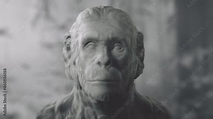 Human evolution time-lapse. From ape, primitive man to homo sapiens. Darwin's theory.