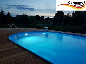Ovalpool Einbaupool versenkt im Garten von Germany-Pools.de und Profi-Poolwelt.de