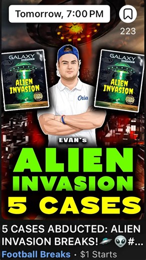 ABDUCTED: Sunday at 7PM Evan Runs 5 CASES of Alien Invasion… #casehits #kaboomcards #downtowncards
