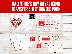Valentine Royal Icing Transfer Sheet Bundle Pack, Heart Chocolate Box RI Template, Valentines Day Cookie Transfer Set, Lips Love Letter Mail - Etsy UK