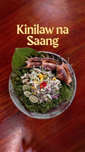 🇵🇭 Kinilaw na Saang | Filipino Food Bible Ep. 6 Kinilaw is a staple of many seaside communities in the Philippines, with Siargao not being an exception. Homes and restaurants here usually serve kinilaw, using raw fish or ingredients found fresh from the ocean paired with some form of vinegar and citrus. On the trip we got to work with saang, a local spider conch shell that is found on the ocean bed. It has a mild flavor and a satisfying springy texture, so I decided to turn it into my own take