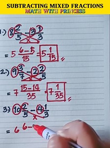 Subtracting Mixed Fractions #math #mathwithprincess #mathviral #mathlessons #mathematics #mathreview #mathisfun #subtractingmixedfractions | Math with Princess