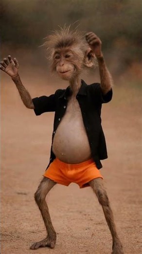 Funny Dancing Monkey in Orange Shorts