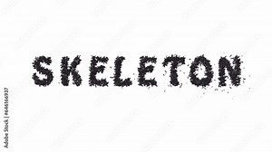 Animated Halloween Bat Typeface Text Forming the Word Skeleton