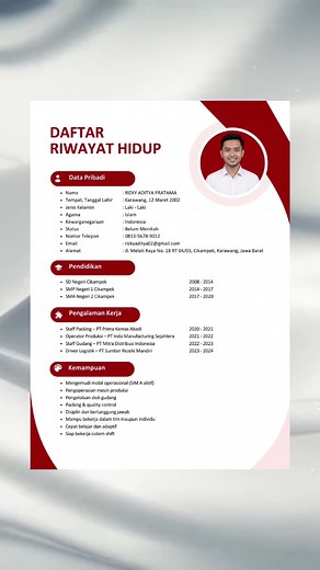 Contoh Daftar Riwayat Hidup Lengkap dan Simple