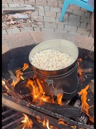Campfire Popcorn - Go big or go home. Popcorn for a crowd. Fun to watch and fun to eat. #campfire #camping #outdoorcooking 🎬 This video was produced by Network Media and Rebecca JS | Rick's Kitchen Crew