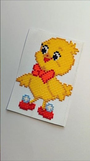 Cute Pixel Art Chick Made with Leftover Diamonds | Easter DIY