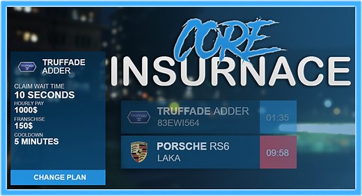 📝 Core Insurance - Advanced vehicle impound with insurance plans, claim times, cooldowns