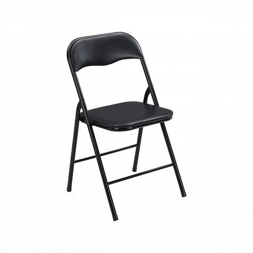 Marquee Padded Vinyl Black Folding Chair