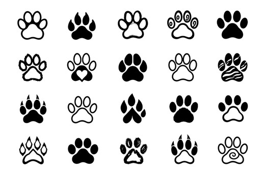 Dog Paw SVG Icons Bundle – 20 Unique Canine Footprint Designs, Bold Outline Line Art, White Background, Cricut Silhouette Cut Files - Etsy