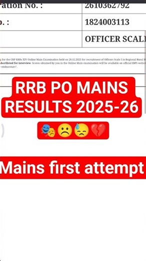ibps rrb po mains result 2025-26 #result #ibps #rrb 💔😓
