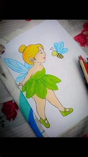 Tinker bell 💚Tiny wings, big magic #tinkerbell #drawing #shorts #viral #trending #cutedrawing #art