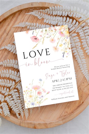 Love in Bloom Bridal Shower Invitation Template, Floral Bridal Shower Invite, Editable Spring Garden Bridal Shower, Printable Digital Invite - Etsy