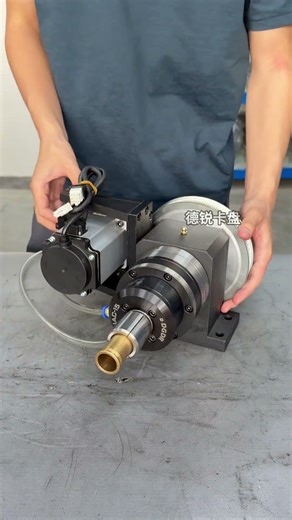 Automated pneumatic rotary chuck spindle integrated with motor-driven rotation #chuck