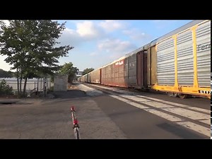 CSX Northbound Manifest Freight Train Meets CSX Q211 Southbound at Mill St in Mareitta, GA