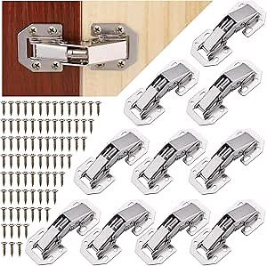 Hidden Cabinet Hinges(5 Pair, 10 Pack, 3 inch) Surface Mount Concealed Cabinet Hinges for Kitchen Cabinets Frameless with Screws | 90 Degree Spring Hidden Hinges for Cupboard Wooden Boxes