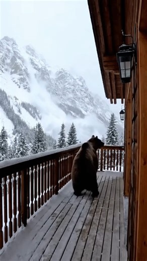 Watch this incredible footage of a bear observing a snow avalanche from a wooden cabin balcony in the Swiss Alps. A unique perspective on alpine wildlife and the power of winter storms. #avalanche #bear #alps #switzerland #winter #wildlifephotography #naturegeography #mountainview | Mr Meach - Dreamy History Tales