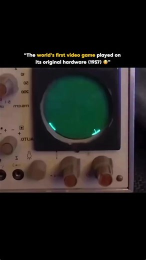 Fact sprint on Instagram: "Often dated to 1957, the world’s first video game played on its original hardware is commonly associated with “Tennis for Two”, an early interactive experiment created by physicist William Higinbotham at Brookhaven National Laboratory. Built on an analog computer and displayed on an oscilloscope, the game simulated a simple tennis match where two players used controllers to hit a dot representing a ball back and forth over a line acting as a net. Designed purely as a h