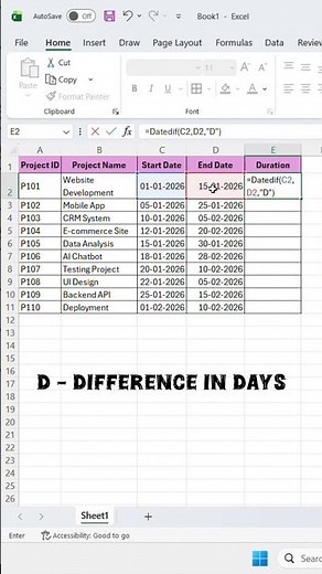 Excel DATEDIF Function | Calculate Years, Months & Days