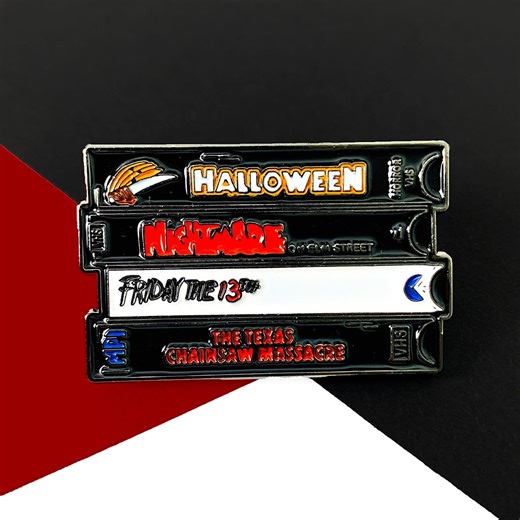 80's Horror VHS Stack Enamel Pin - Halloween Spooky Classic Horror Metal Pins - Etsy
