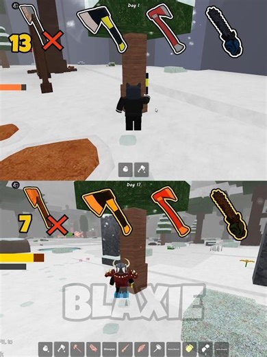 All Golden Axes vs All Axes in 99 nights in the forest #roblox #blaxieroblox
