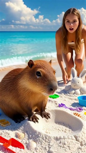💔 Capybara’s Sandcastle DESTROYED… But Kindness Wins ❤️🏖️ #shorts #capybara #love #viralvideo
