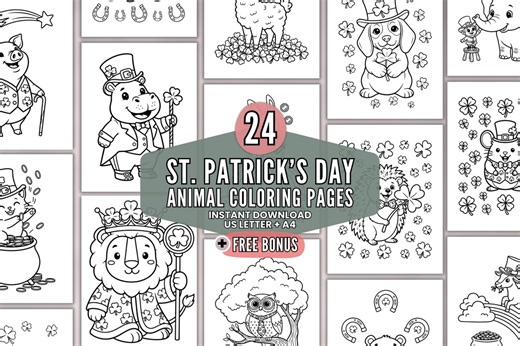 St. Patrick’s Day Coloring Pages, Printable March Activity Sheets for Kids, Downloadable US Letter & A4 Pdfs, FREE Bonus Half-page Sizes - Etsy