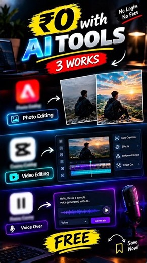 3 FREE AI Tools You Need in 2026 🤯 | Photo, Video & Voice Editing #shorts