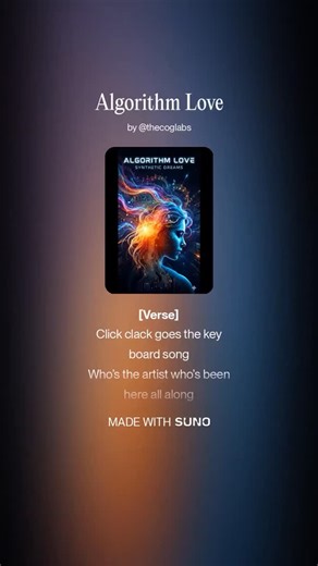 The future of music is here and it’s catchy as heck.  Check out "Algorithm Love" by @thecoglabs made entirely with Suno! #SunoAI #MusicProduction #ArtificialIntelligence #TechTrends ​#AlgorithmLove | The COG Labs | Facebook