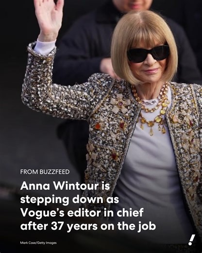 The queen of Vogue is officially leaving her throne. 🕶️✨️ Anna Wintour is stepping down from her role as editor in chief of Vogue after 37 years leading the magazine, according to multiple reports. The legendary London-born editor is expected to continue on in her roles as Condé Nast’s global chief content officer and global editorial director at Vogue. | Yahoo Entertainment