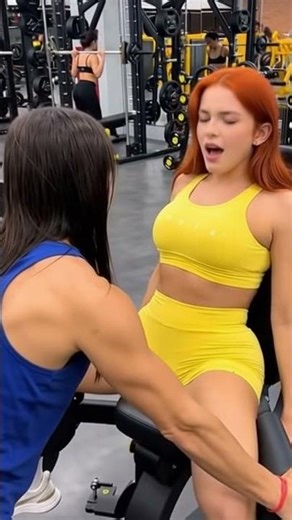 Trainer surprises student during an exercise on the adductor machine 😳🔥