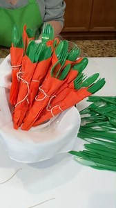 Clever Easter Silverware - Add this to your beautiful buffet. How clever! #carrots #spring #eastertable | Rebecca JS
