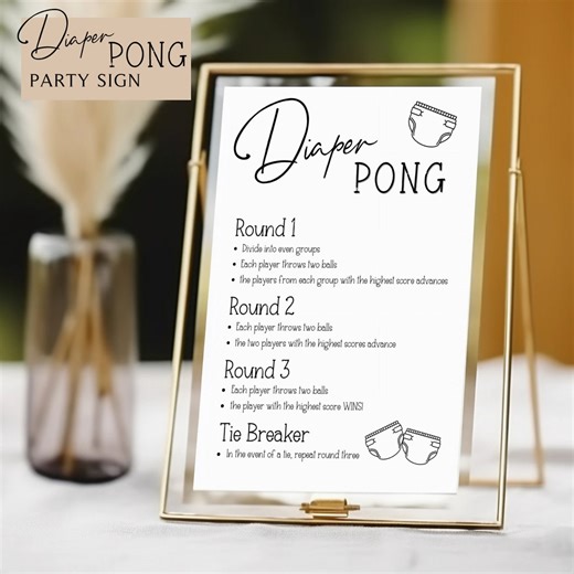 Diaper Pong Baby Shower Game: Neutral Printable Sign (instant Download) - Etsy