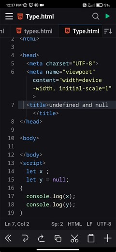 Undefined and null code #shorts