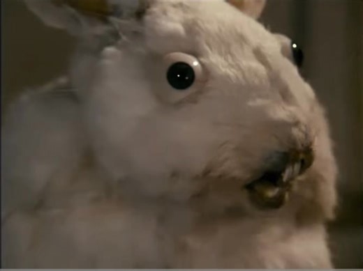 Jan Švankmajer’s Alice (1988) is a nightmarish take on Alice in Wonderland. Here Alice, already in the toy room from hell, sees the White Rabbit for the first time. | Scarred For Life