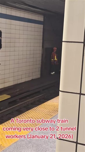 Spotted an eastbound Toronto subway train going along the Bloor-Danforth subway line this morning coming in very close proximity to a couple of Toronto Transit Commission (TTC) tunnel workers. I captured this video with my cellphone camera at 10:32 pm at Toronto's Bloor-Yonge subway station this morning while on my way to work. The TTC tunnel workers are essential skilled tradespeople, maintenance crews, and specialized teams (like safety/crisis workers) who maintain and repair Toronto's undergr