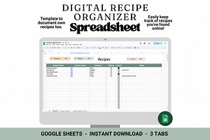 Recipe Organizer Spreadsheet: Google Sheets Template (instant Digital Download) - Etsy