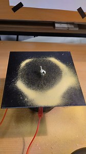 Different sound frequencies create different shapes of Chladni figures. Sand remains in those places where standing waves in the metal plate extinguish each other. #physics #physicsfun #science #physicsexperiment | jurij0001