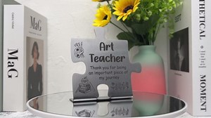 Art Teacher Appreciation Gifts, Thank You Gift for Art Teacher, School Education Team Office Coworkers Staff Appreciation Gifts, Stainless Steel Puzzle Desk Decor Sign, CSA389